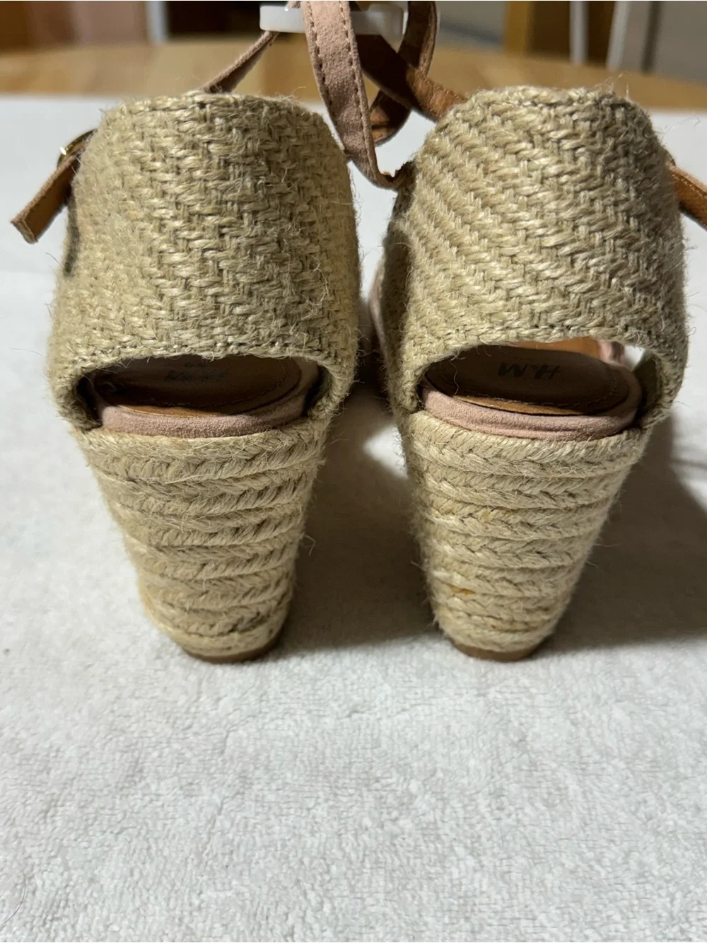 H&M Blush Pink Espadrille Wedge Sandals with Ankle Strap